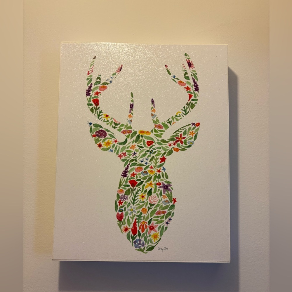 Floral Deer Canvas Wall Art